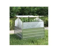 vidaXL Lit Surélevé de Jardin avec Serre Jardinière Bac à Fleurs Pot de Plantes Lit de Plantation Balcon Extérieur 316882 Gris G