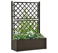vidaXL Plantenbak hoog met latwerk en zelfbewateringssysteem mokka313968 G