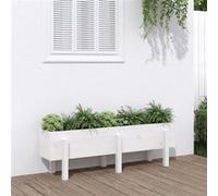 Vidaxl Lit Surélevé De Jardin Blanc 121x30x38 Cm Bois De Pin Massif