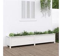 Lit Surélevé de Jardin, Bac à Fleurs, Pot de Plantes, Jardinière de Patio Terrasse Extérieur, Blanc 199,5x40x39 cm Bois de Pin Massif