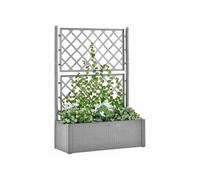 Cache-pots vidaXL Lit surélevé de jardin et treillis et système d'arrosage Gris