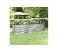 Lit Surélevé de Jardin Acier Galvanisé 322x100x68 cm Gris Fleurs vidaXL