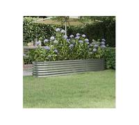 vidaXL Jardinière 318877 en acier enduit de poudre 224×40×36 cm Argenté