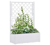 vidaXL Lit surélevé de jardin et treillis et système d'arrosage Blanc