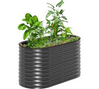 Lit surélevé en acier Outsunny, Lit de plantation Lit précoce Lit de jardin empilable Bac à fleurs emboîtable Caisson de plantation 160x80x80cm