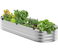 Lit surélevé en métal VEVOR, 1195 x 585 x 270 mm, grand bac à plantes galvanisé pour l'extérieur avec fond ouvert pour la culture de légumes, fleurs, herbes aromatiques, argenté