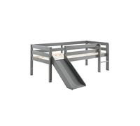 SLEEPY - Lit Surélevé en Pin Laqué Gris 90x200cm avec Tobogan -