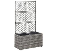 Vidaxl Lit Surélevé En Treillis 3 Pots 83x30x130cm Résine Tressée Gris Gris