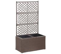 Vidaxl Lit Surélevé Treillis 2 Pots 58x30x107cm Résine Tressée Marron Multicolore