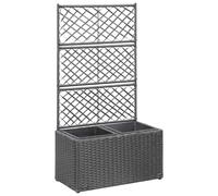 vidaXL Lit surélevé en treillis 3 pots Résine tressée 83x30x130 cm Gris