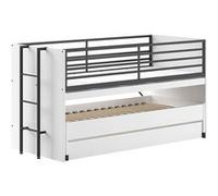 MARCO - Lit Surélevé Gigogne 90x200cm avec Plateau Bureau Coulissant Blanc - Altobuy Blanc G