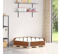 Lit surélevé hexagonale marron 160x160 cm bois pin massif G