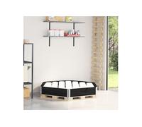 Lit surélevé hexagonale noir 160x160 cm bois de pin massif