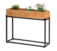 Lit Surélevé Hwc-L32, Bac À Plantes Bac À Fleurs Bac À Légumes, Bois-Acier 62x80x16cm Châssis Noir, Naturel Marron