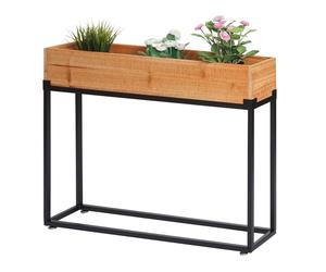 Lit Surélevé Hwc-L32, Bac À Plantes Bac À Fleurs Bac À Légumes, Bois-Acier 62x80x16cm Châssis Noir, Naturel Marron