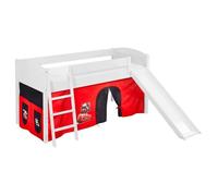 Lit surélevé ludique/évolutif IDA 4106 Disney Cars - avec rideaux et toboggan - LILOKIDS - blanc laqué