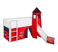 Lit surélevé ludique JELLE 90x190 cm Cars - LILOKIDS - blanc laqué