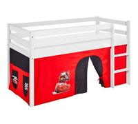 Lit surélevé ludique JELLE Disney Cars - avec rideaux - LILOKIDS - blanc laqué