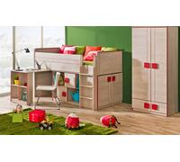 Lit surélevé multifonctionnel Lit en bois Lits 200x90cm Armoire Meubles Chambre d'enfant