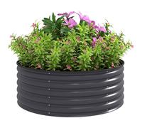 Lit surélevé Outsunny en acier, lit de plantation Lit précoce Lit de jardin empilable Bac à fleurs emboîtable Bac à plantes 120x120x43cm