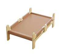 Lit surélevé pour Chien Couchette pour Animaux Hamac pour Chat et Lit de Camp en Bois avec Tissu Lavable et Respirant Approprié pour Intérieur Extérie, Brun