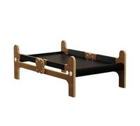 Lit surélevé pour Chien Couchette pour Animaux Hamac pour Chat et Lit de Camp en Bois avec Tissu Lavable et Respirant Approprié pour Intérieur Extérie, Noir