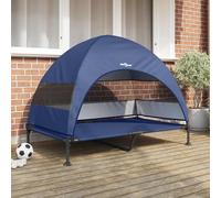 vidaXL Lit surélevé pour Chien Bleu Marine 127 x 81 x 108 cm, Lit de Chien Portable, Anti-dérapant Moderne, pour Jardin et terrasse, Meuble extérieur pour Petits Chiens