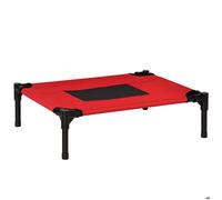 Pawhut Lit surélevé pour chiens et chats Tissu Oxford textilène micro-perforé 61x46x18cm Rouge/Noir