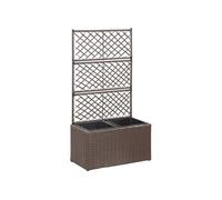 vidaXL Lit surélevé treillis 2 pots 58x30x107cm Résine tressée Marron 46937