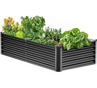 Lit surélevé VEVOR en métal, 180 x 90 x 60 cm, bac à plantes galvanisé pour l'extérieur, fond ouvert, convient pour la culture de légumes, fleurs, herbes aromatiques, gris foncé