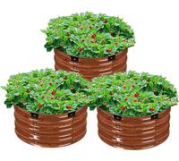 Lit surélevé VEVOR en métal, 590 x 265 mm, lot de 3, jardinière galvanisée à fond ouvert, pour planter des légumes, des fleurs, des herbes aromatiques au jardin, veinage bois foncé