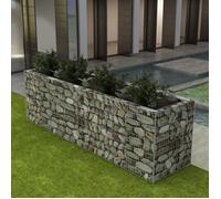 vidaXL Lit surélevé Gabion acier 360x90x100 cm Argent Résistant aux intempéries