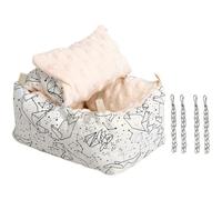 Lit suspendu pour animal de compagnie, hamac d’hiver en molleton chaud avec doublure douce, refuge confortable et résistant pour petits phalangers volants, hamsters et écureuils, motif lignes blanches