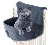 Lit Suspendu pour Chat lit hamac en Peluche Amovible et Lavable Doux et Chaud avec Cadre en Fil métallique Suspension Solide Peu encombrante pour Animaux de Compagnie Chaton Gris