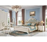 Lit Table de nuit Armoire 7 pcs. Set de chambre à coucher Design Luxe Chambre à coucher