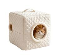 Lit Tanière pour Chat Nid Isolant pour Animal de Compagnie avec Son Coussin | Lit chaud couvert pour chien Intérieur maison hôtel chambre balcon salon appartement dortoir