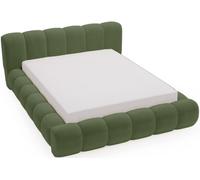 Lit Tapissé 160x200 Cloud - Lit Double avec Mousse Épaisse, Tiroir de Lit, Sommier - Design Élégant, Lit Double Vert (Komodo 61)
