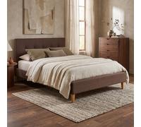 Lit double en tissu marron rembourre 180 x 200 cm