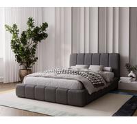 Lit Tapissé 200x200 Milan - Lit Double avec Tiroir de Lit, Lit avec Tête de Lit - Boucle (Gris Foncé - Anthologie 18)