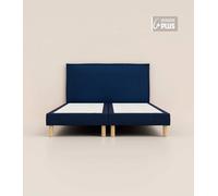 Lit tapissier 180x200 cm Plus - Bleu - Bibloc - Avec tête de lit - Bois responsable - Qualité hôtelière - Fait en France et en Belgique - Tediber