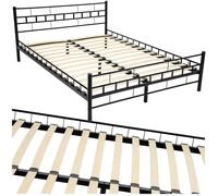 Lit - TECTAKE - Lit au design moderne MALTA avec sommier et cadre en acier 140 x 200 cm - Noir