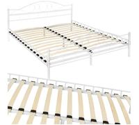 Lit - TECTAKE - Lit au design moderne SONNO avec sommier et cadre en acier 180 x 200 cm - Blanc