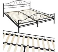 Lit - TECTAKE - Lit au design moderne SONNO avec sommier et cadre en acier 180 x 200 cm - Noir