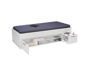 Lit TESS 90x190 + chevet + étagère + rangement / Blanc