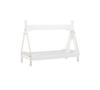Lit tipi 90x190 en MDF et pin massif laqué blanc et ciré naturel - NOLIAN -