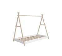 Lit Tipi 90x200cm Hauteur Réglable en MDF et Pin Coloris Blanc - KANOA -