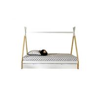 Vipack Lit tipi avec tiroir en bois naturel - Blanc - 90x200 cm - 1 place (Enfant)