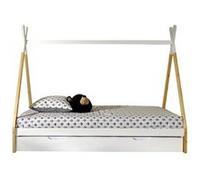 Vipack Lit tipi avec tiroir en bois naturel - Blanc - 90x200 cm - 1 place (Enfant)