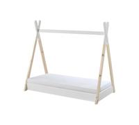 Lit tipi - blanc-naturel - avec matelas 140
