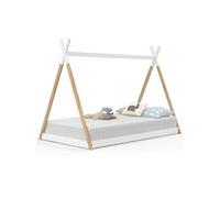 IDMarket - Lit tipi Enfant 90 x 190 CM Come avec sommier Bois et Blanc